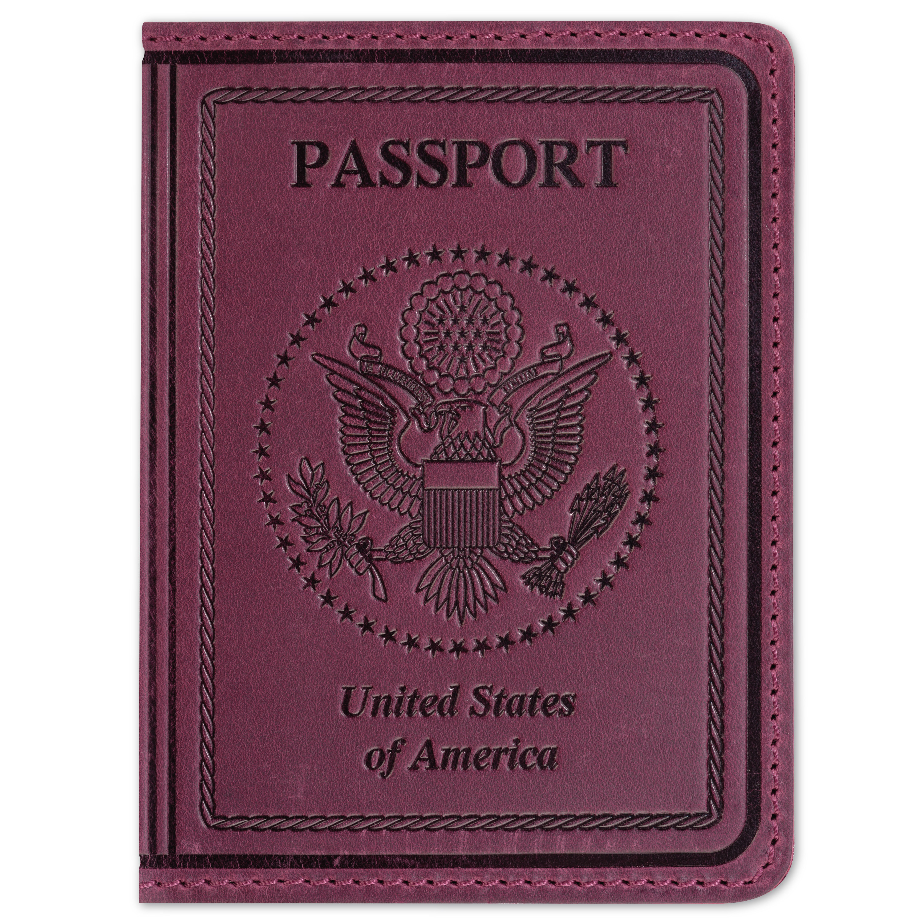 Шкіряна обкладинка на паспорт Passport USA col.L бордовий